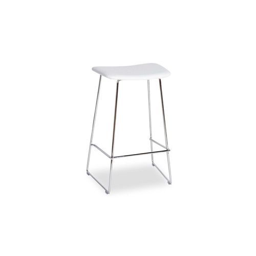Winnie Stool - Chrome - White Leather - 76cm Bar Height