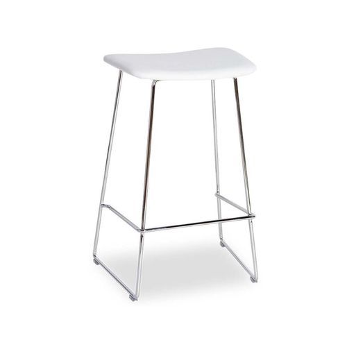 Winnie Stool - Chrome - White Leather - 76cm Bar Height