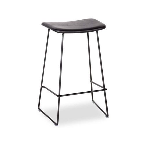 Winnie Stool -  Black Leather  - 66cm (Kitchen Bench Height)