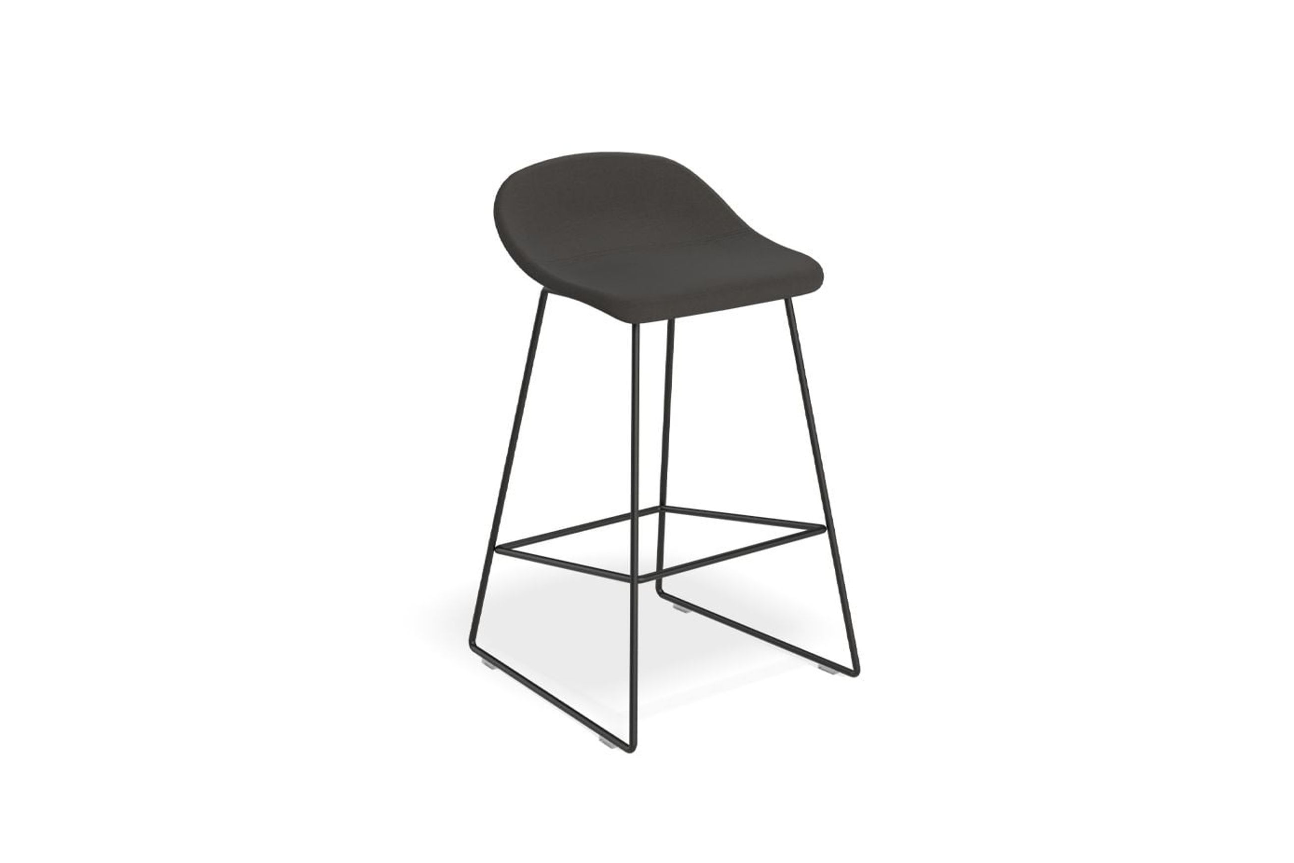 Pop Stool with Black Frame and Fabric Anthricite Seat