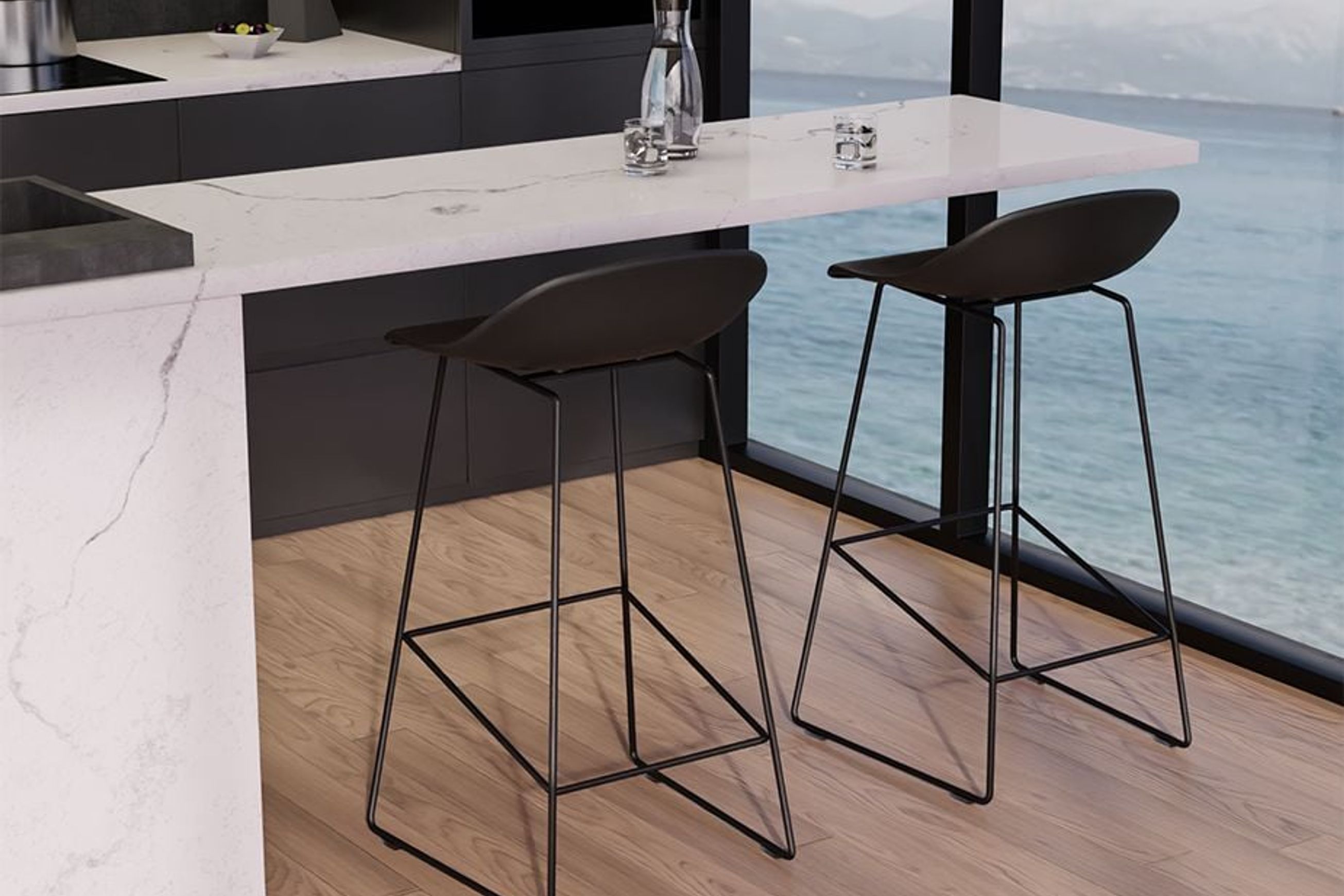 Pop Stool Black Frame and Black Shell Seat