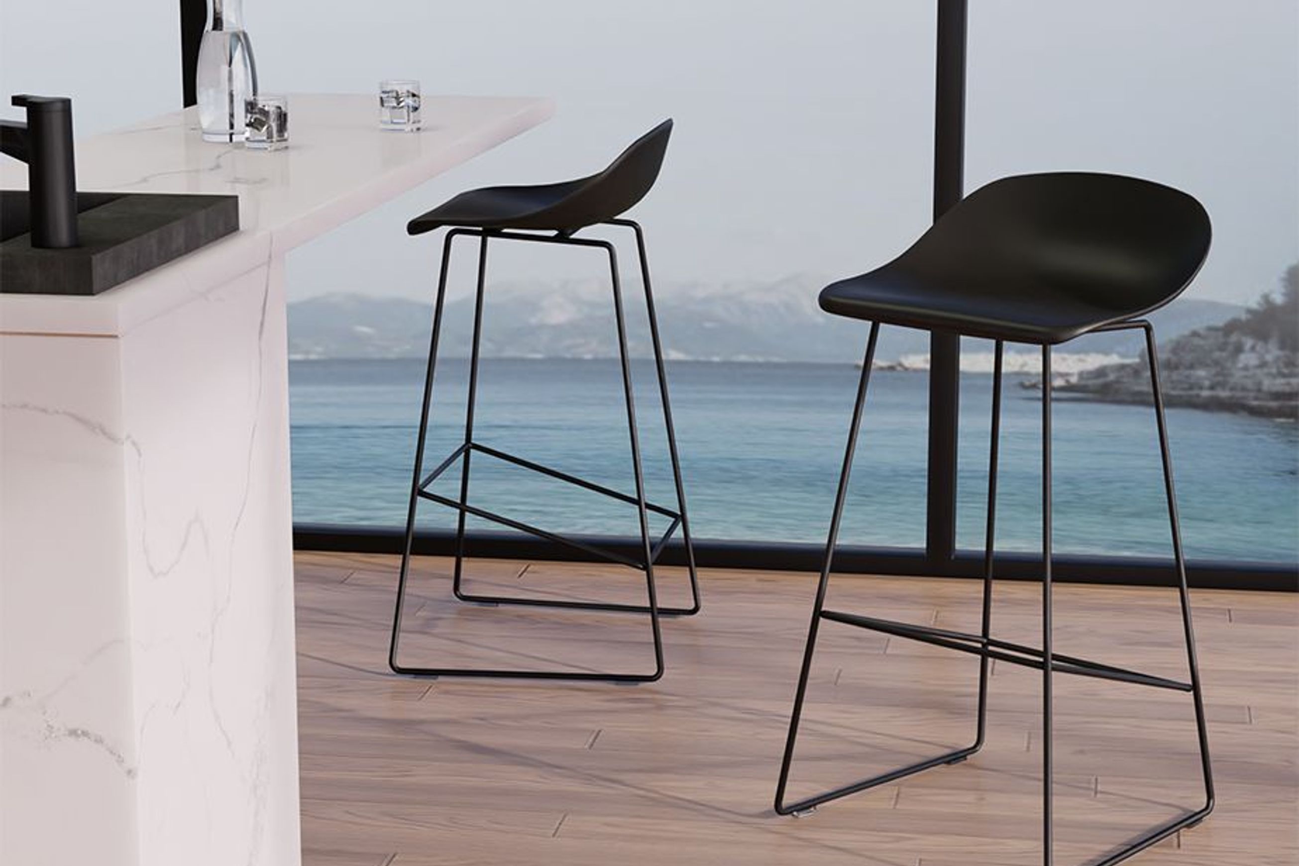 Pop Stool Black Frame and Black Shell Seat