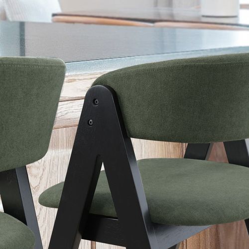 Gaudi Black Hardwood Counter Stool | Green Fabric