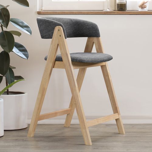 Gaudi Hardwood Counter Stool | Natural | Charcoal Fabri