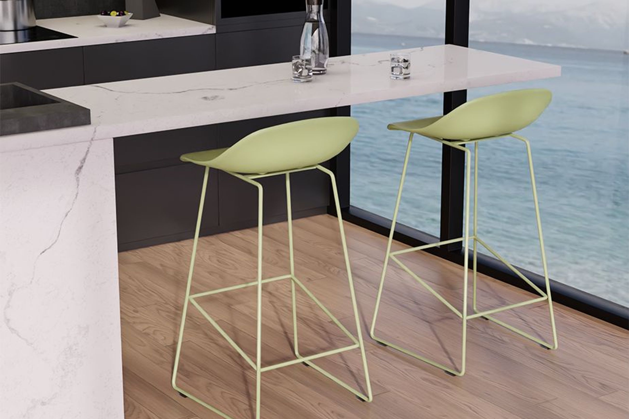 Pop Stool - Dusty Green Frame and Shell Seat
