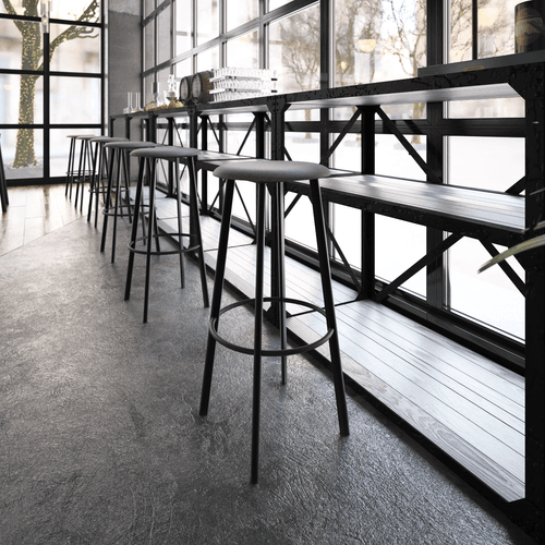 Atlas Bar Stool - Black with Fabric Pad Options