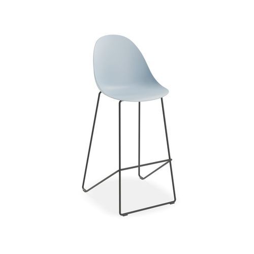Pebble Blue Stool Shell Seat - Bar Stool 75cm Seat - Black Base
