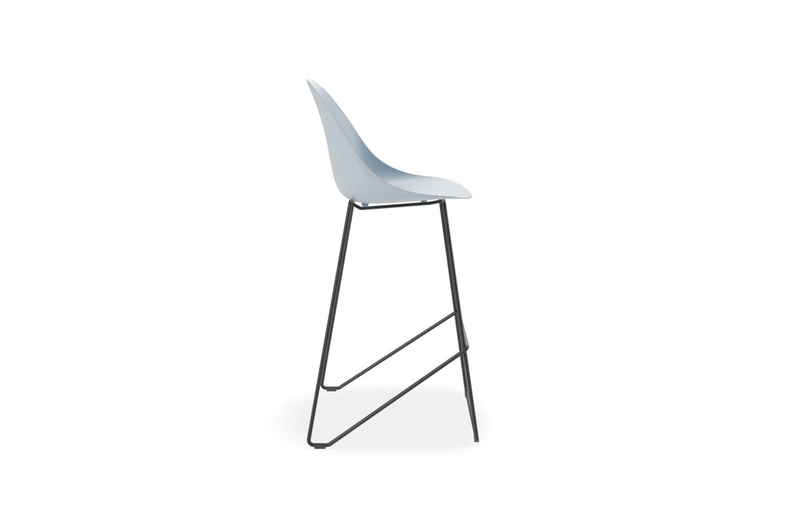 Pebble Blue Stool Shell Seat - Counter Stool 65cm Seat - White Base