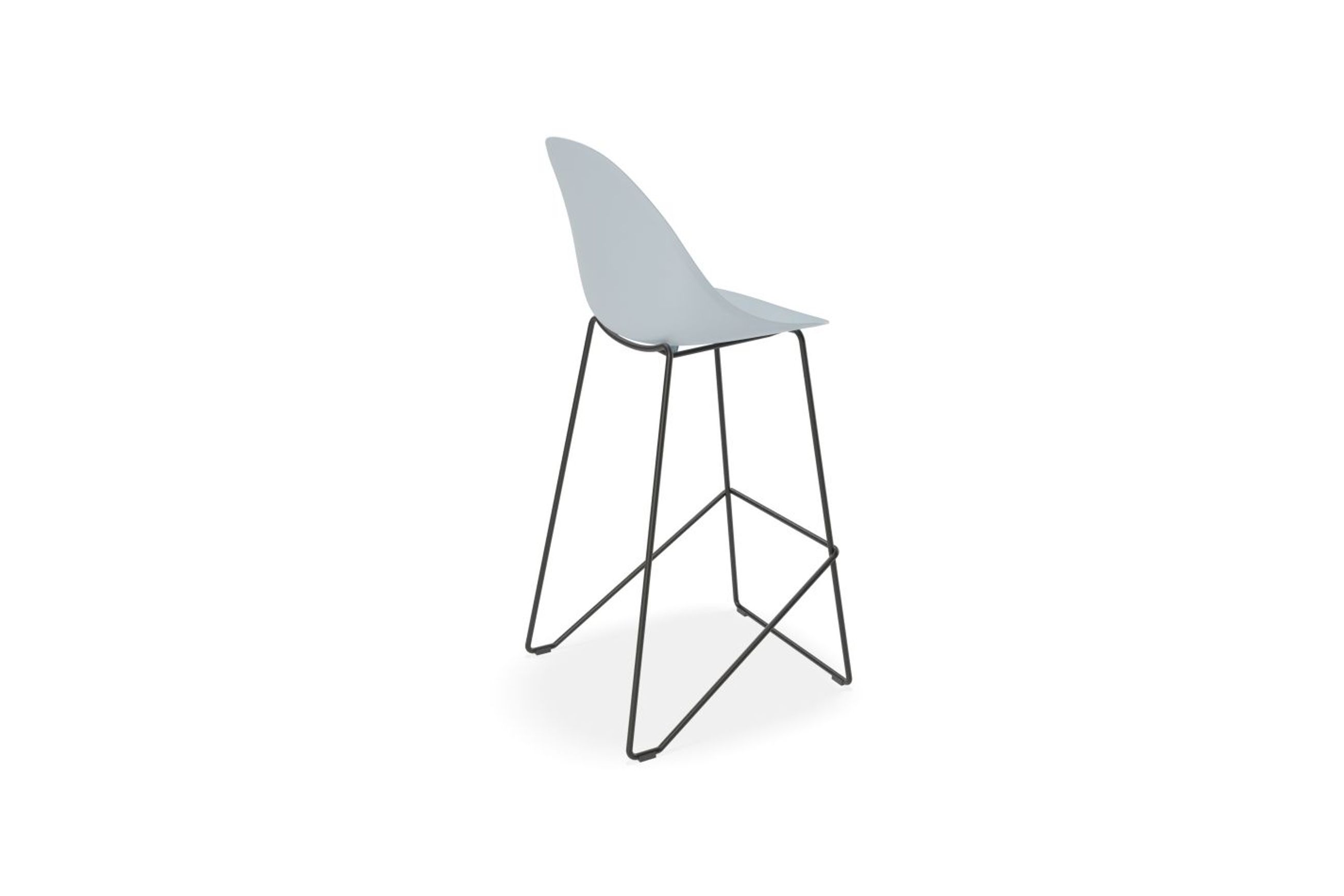 Pebble Blue Stool Shell Seat - Counter Stool 65cm Seat - White Base
