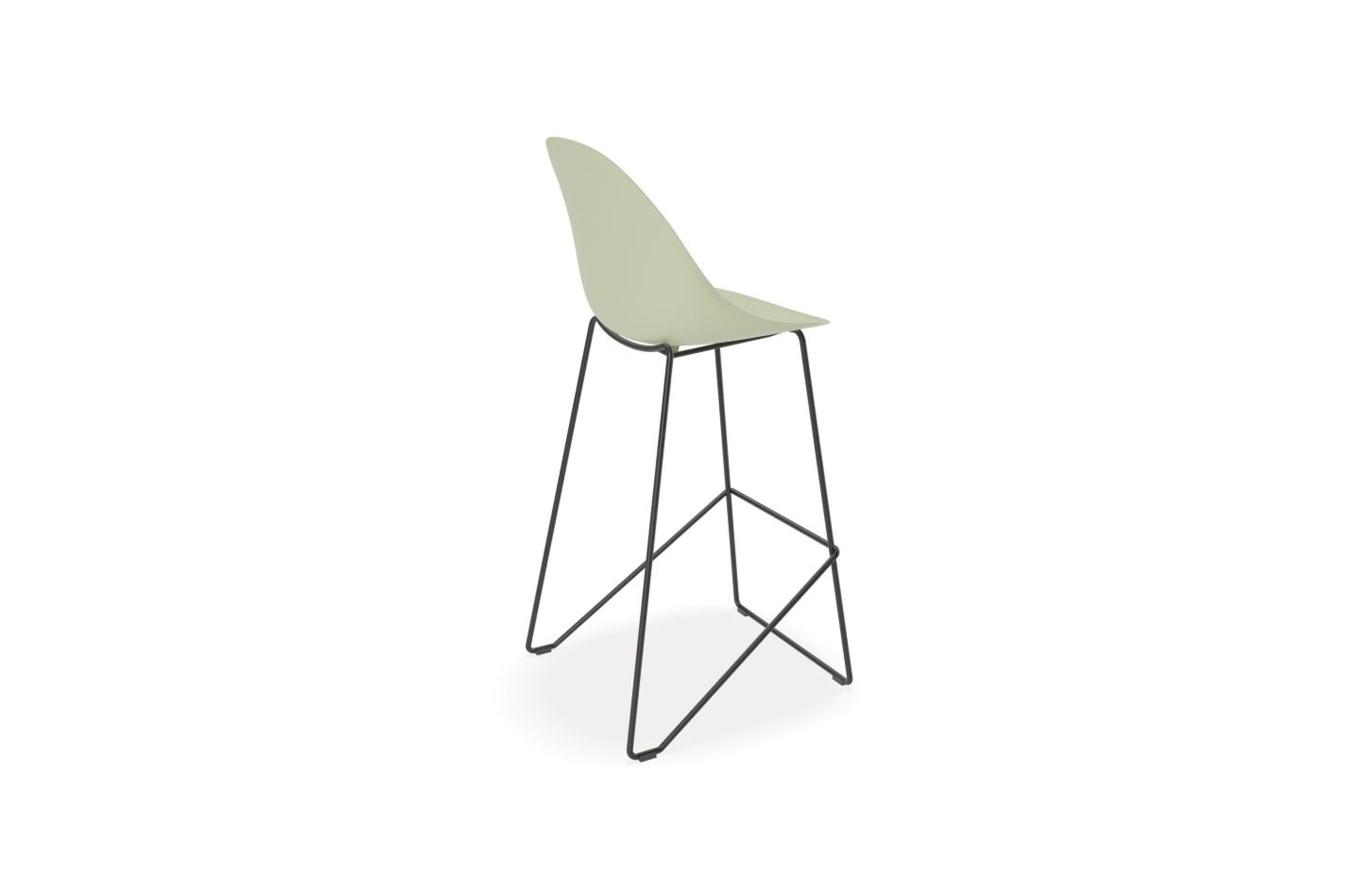 Pebble Mint Green Stool Shell Seat - Counter Stool 65cm Seat - White Base