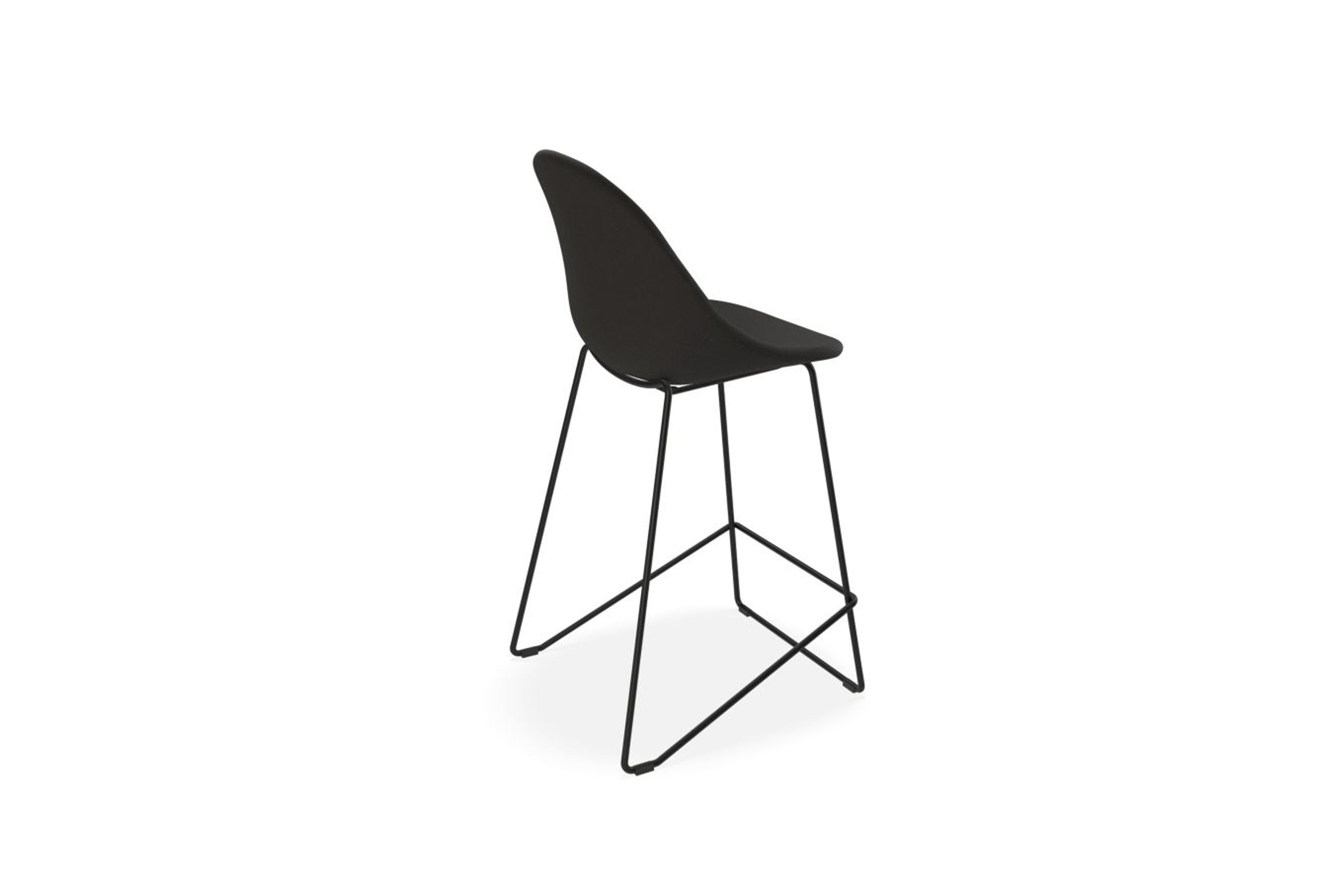 Pebble Fabric Anthracite Upholstered Stool - Counter Stool 65cm Seat Height