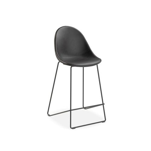 Pebble Stool Black Upholstered Vintage Seat