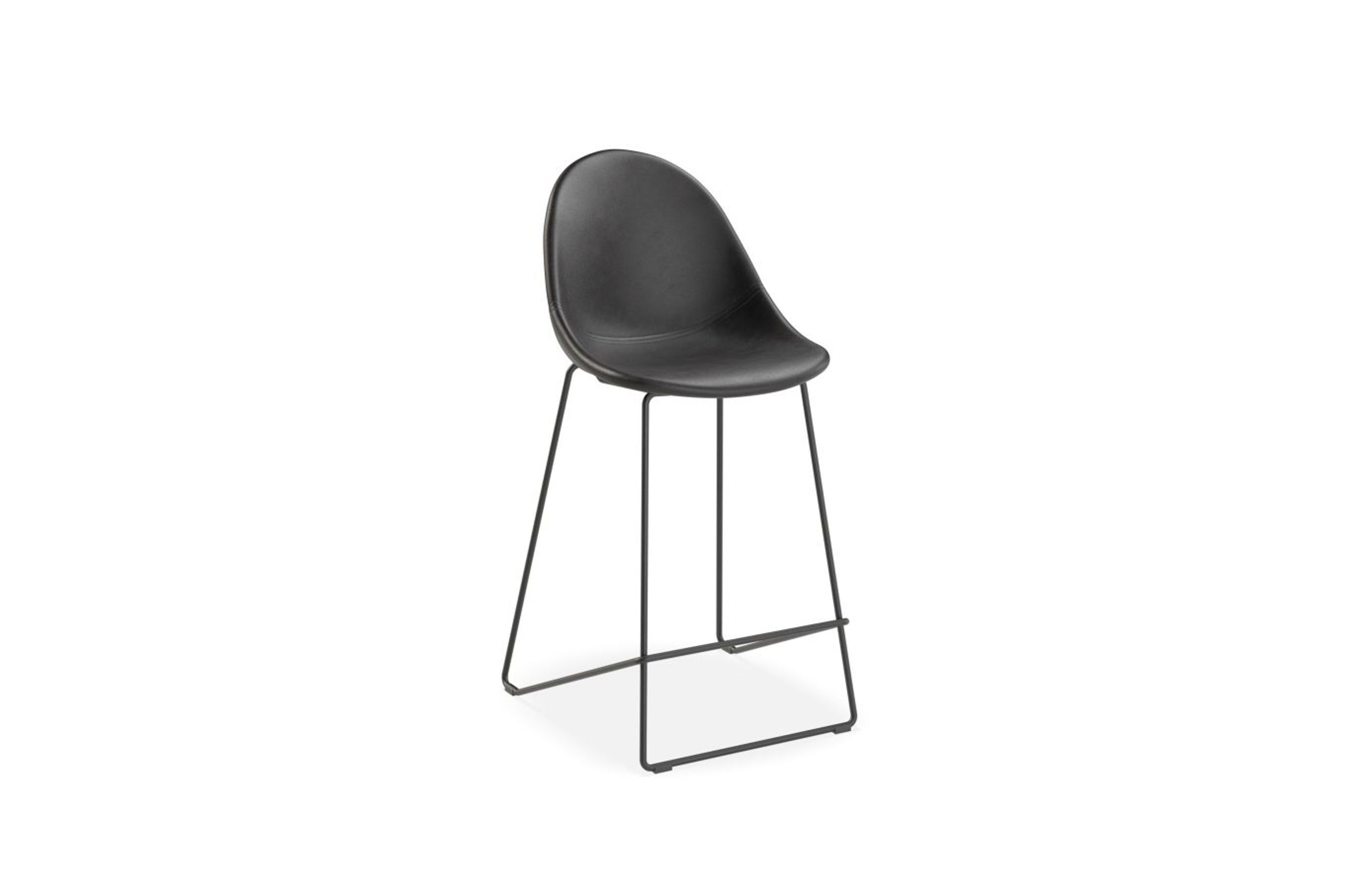 Pebble Stool Black Upholstered Vintage Seat