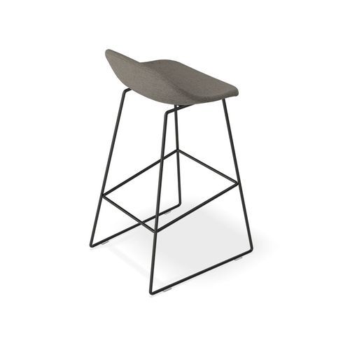 Pop Stool with Black Frame and Fabric Grey Seat