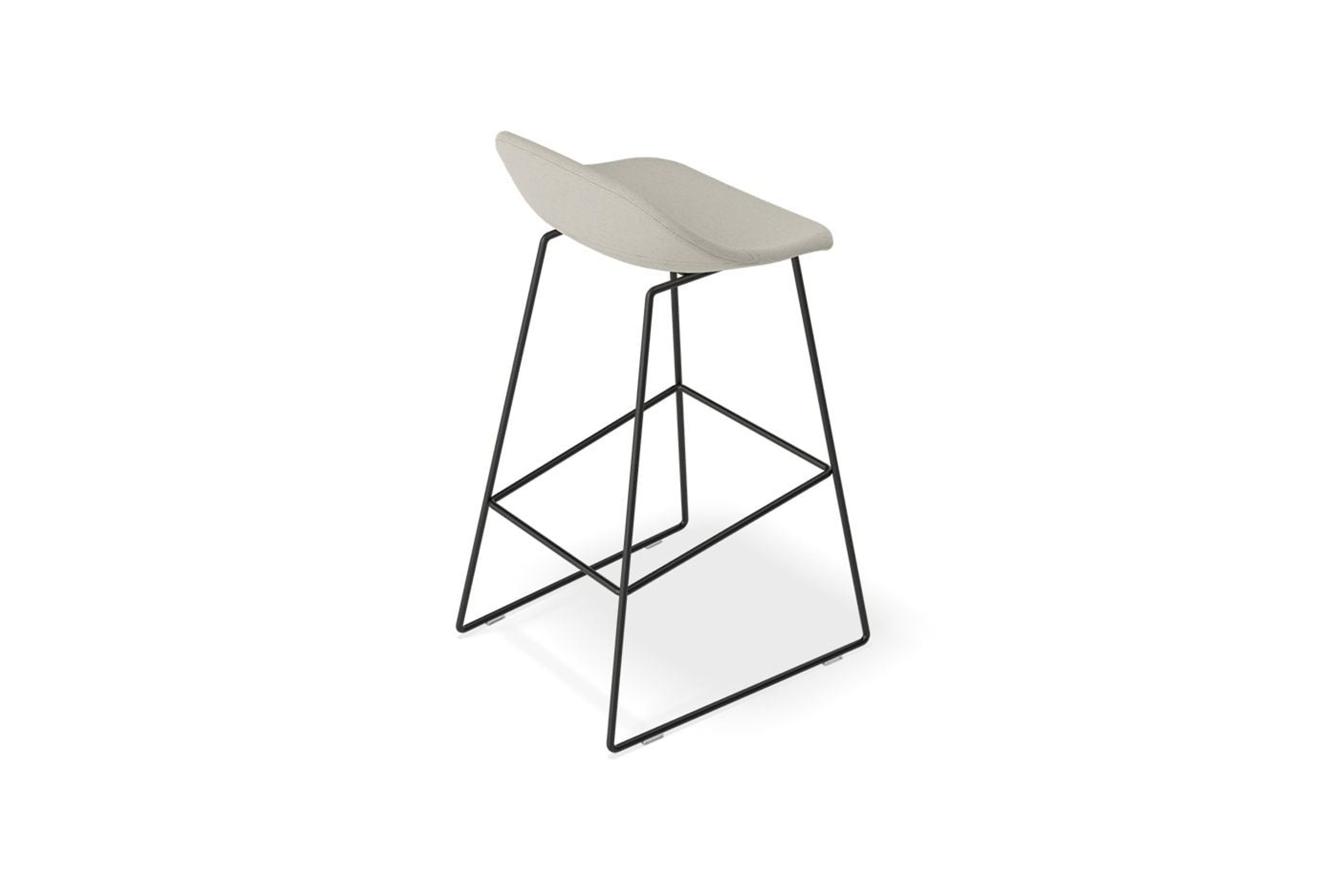 Pop Stool with Black Frame and Fabric Light Grey Seat