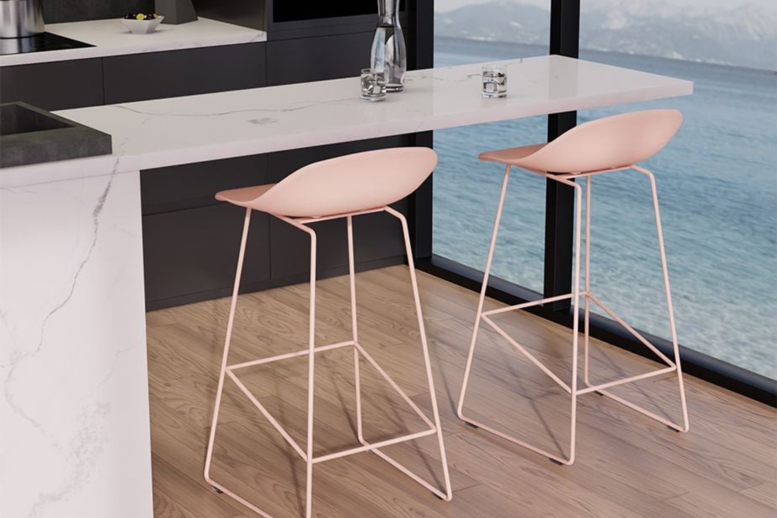 Pop Stool - Soft Pink Frame and Shell Seat