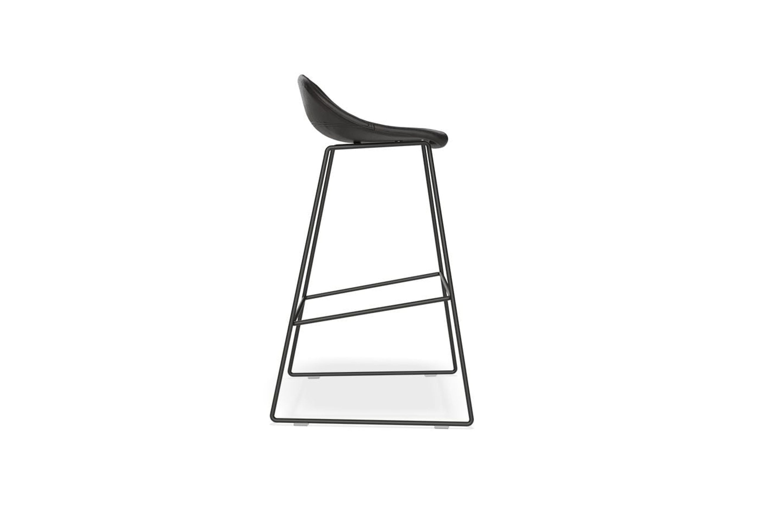 Pop Stool with Black Frame and Upholstered Vintage Black Seat