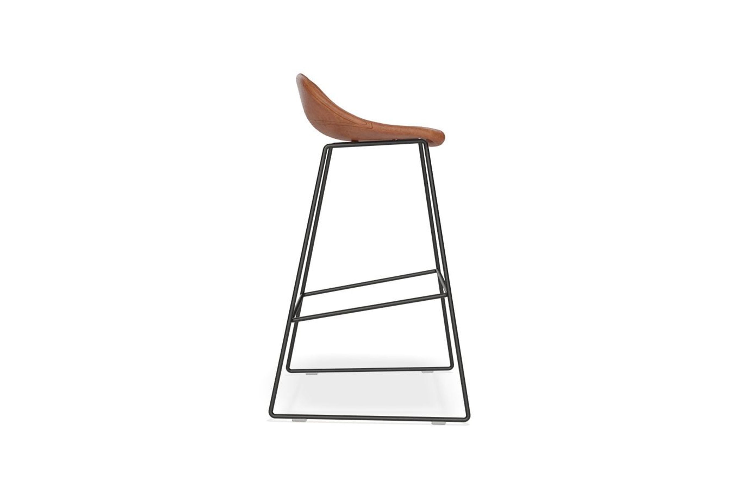 Pop Stool with Black Frame and Upholstered Vintage Tan Seat