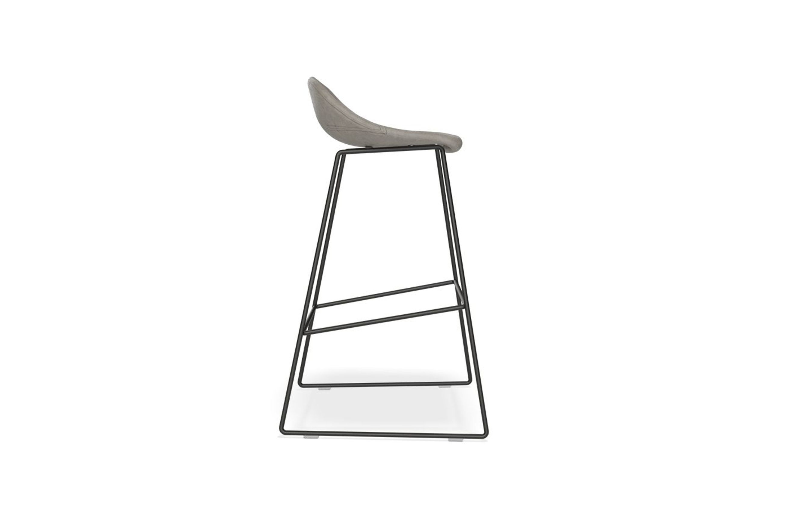 Pop Stool with Black Frame and Upholstered Vintage Grey Seat