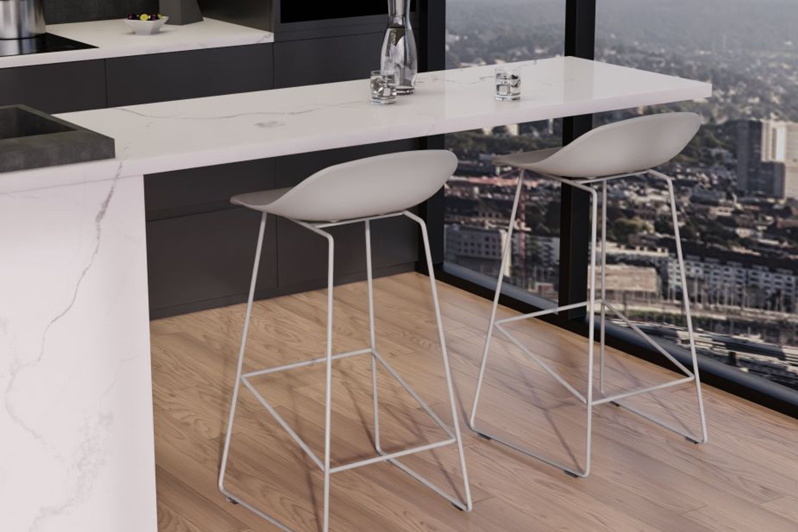 Pop Stool - Silver Grey Frame and Shell Seat