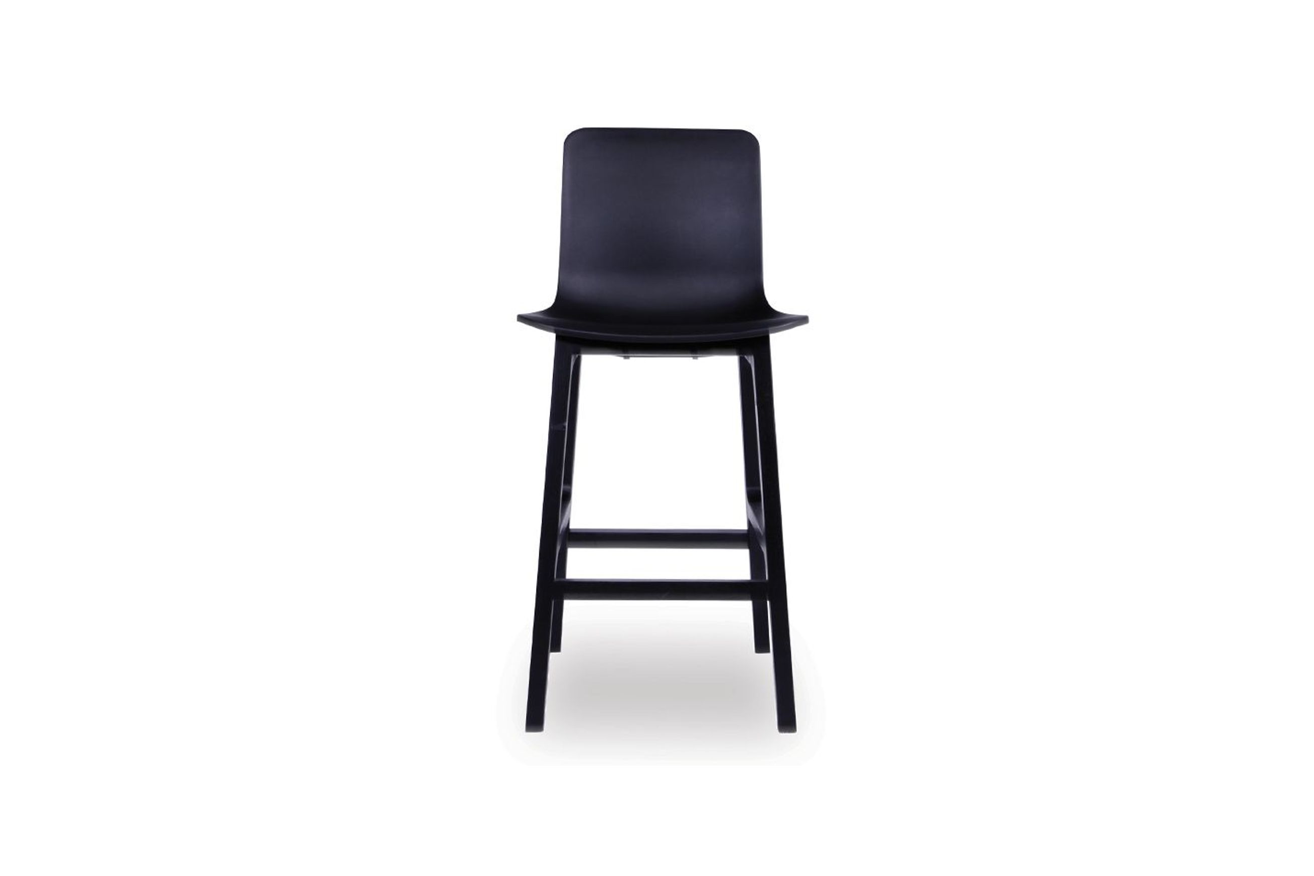 Ara Stool - Black - Black Shell - Kitchen Bench Seat Height 65cm - Black Seat - Black Ash legs