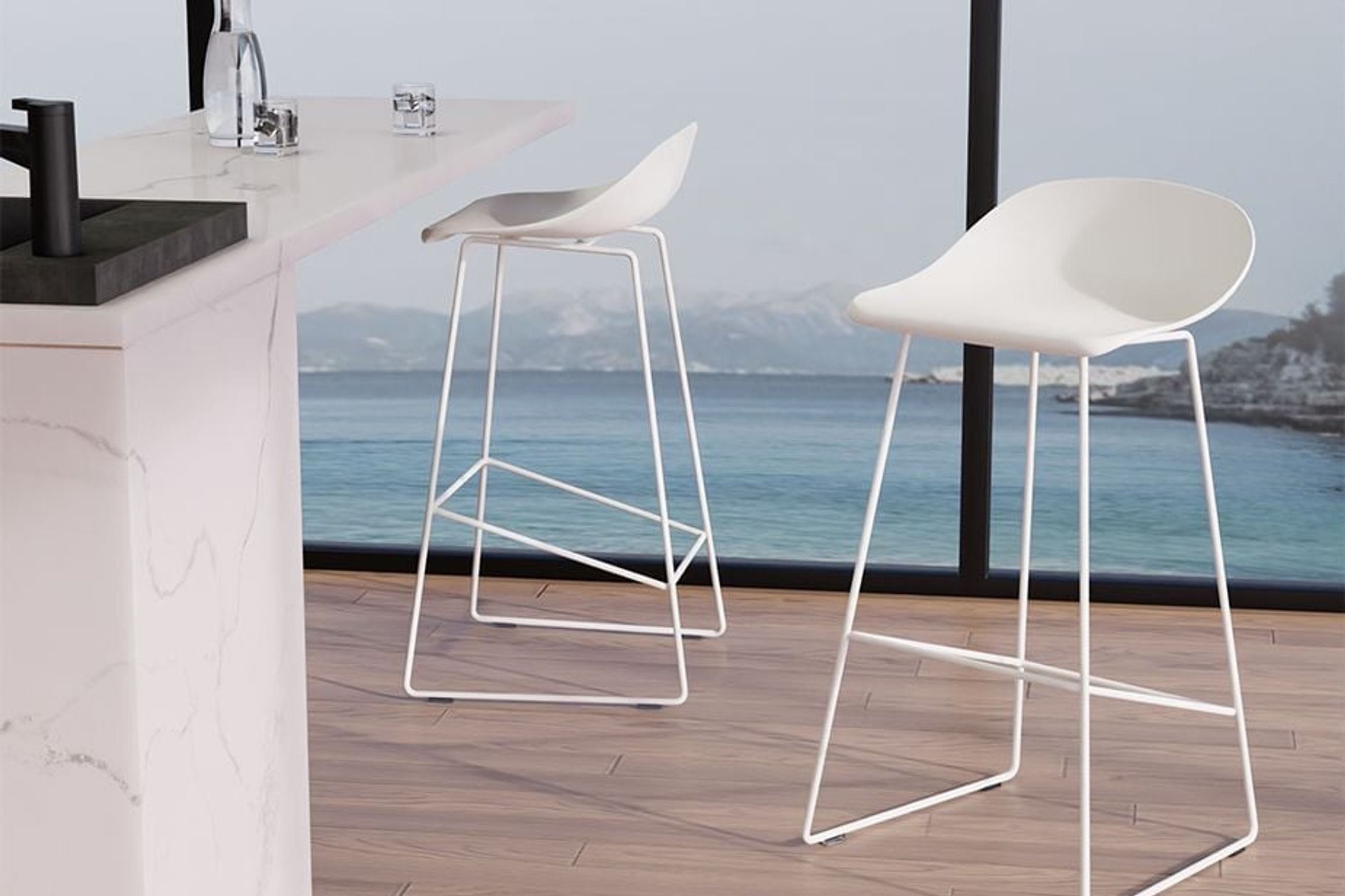 Pop Stool - White Frame and Shell Seat