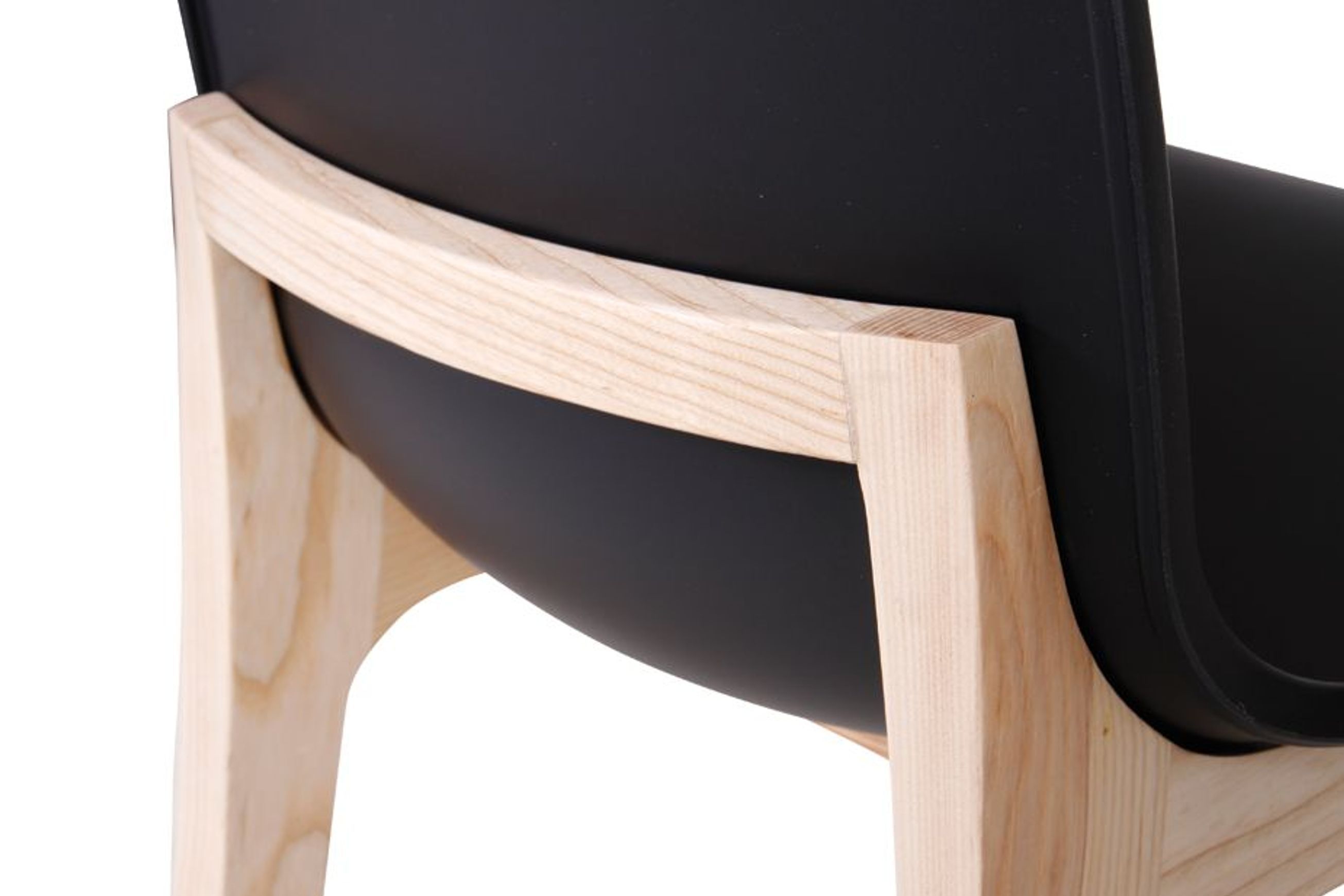 Ara Stool - Natural - Black Shell - Kitchen Bench Seat Height 65cm  - Black Seat - Natural Ash legs