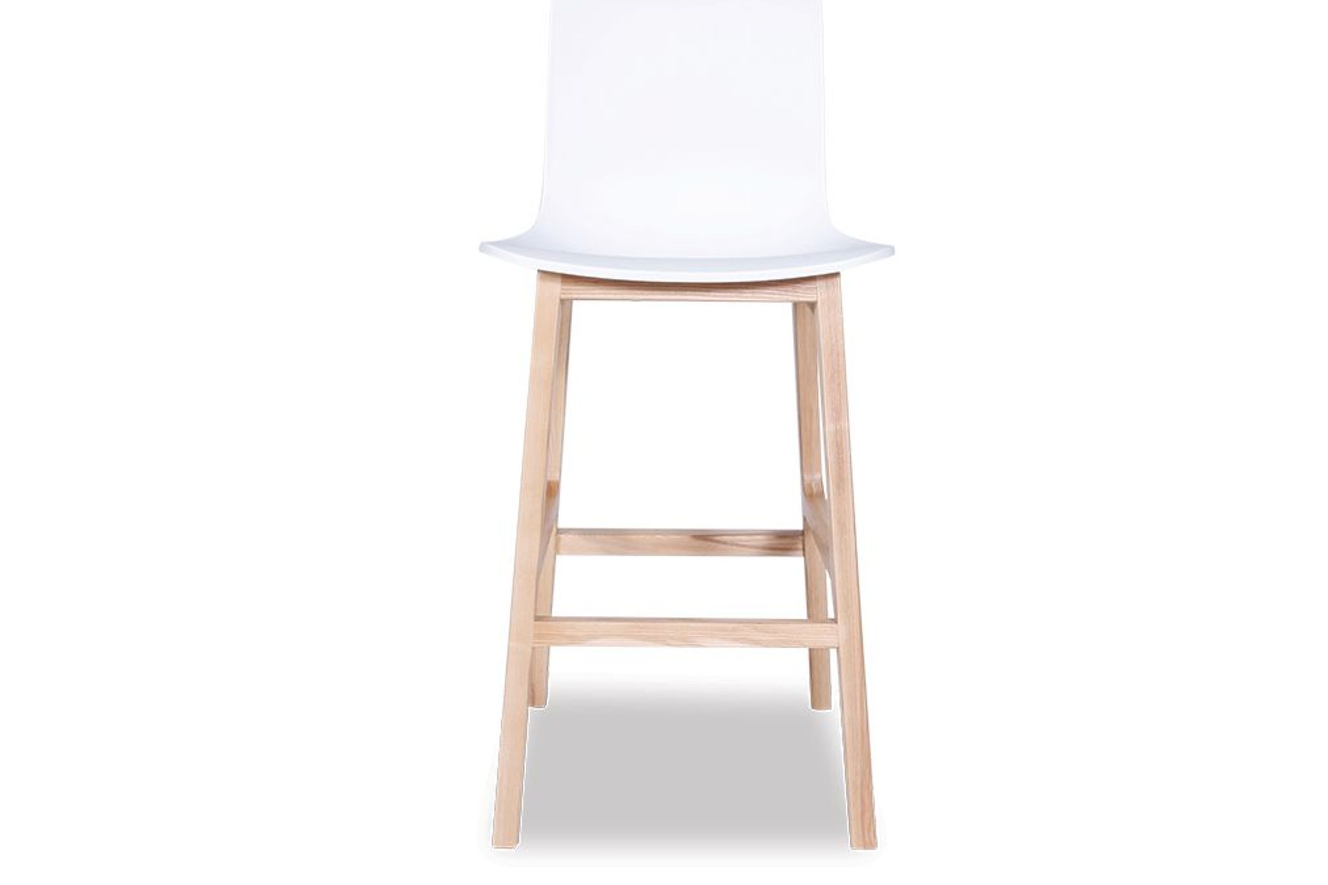 Ara Stool - Natural - White Shell  - Bar Bench Seat Height 74cm  - White Seat - Natural Ash legs