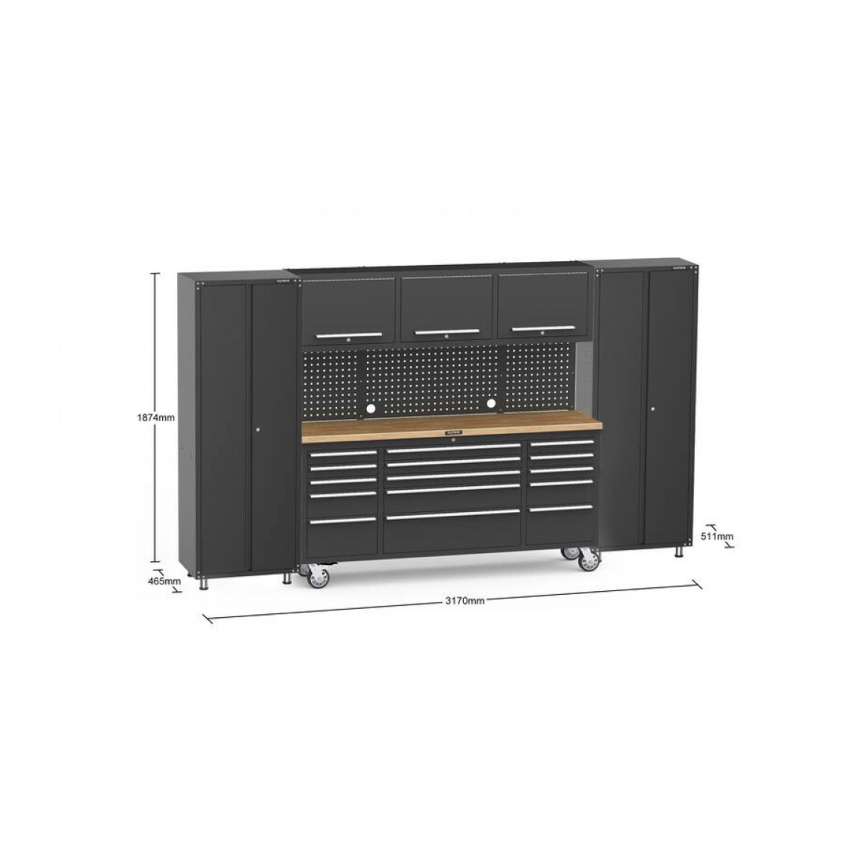 Black Workshop Garage Storage Cabinet Set | GS-P6B