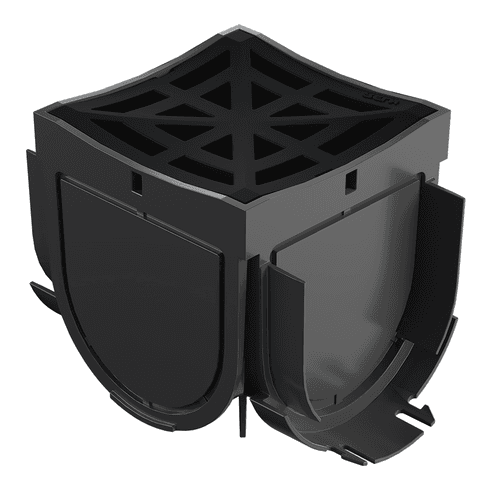 Storm Drain™ – 4 Way Connector with Black Plastic Grate