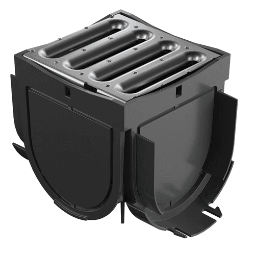 Storm Drain™ 4 Way Connector with Stainless Steel Grate