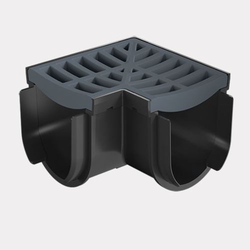 Storm Drain™ – Corner with Grey Plastic Grate