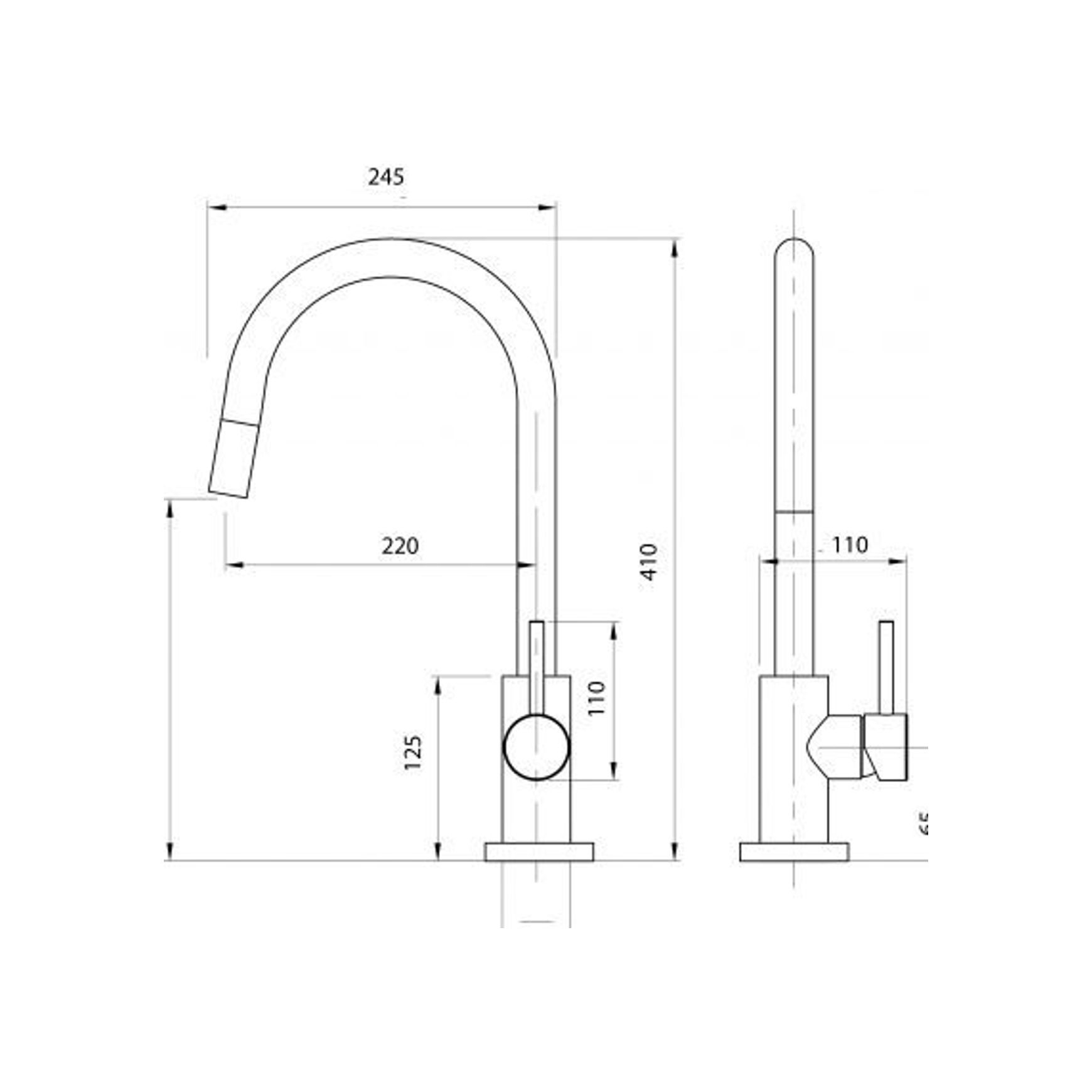 Voda Gooseneck Pull Out Sink Mixer with Cold Start tech