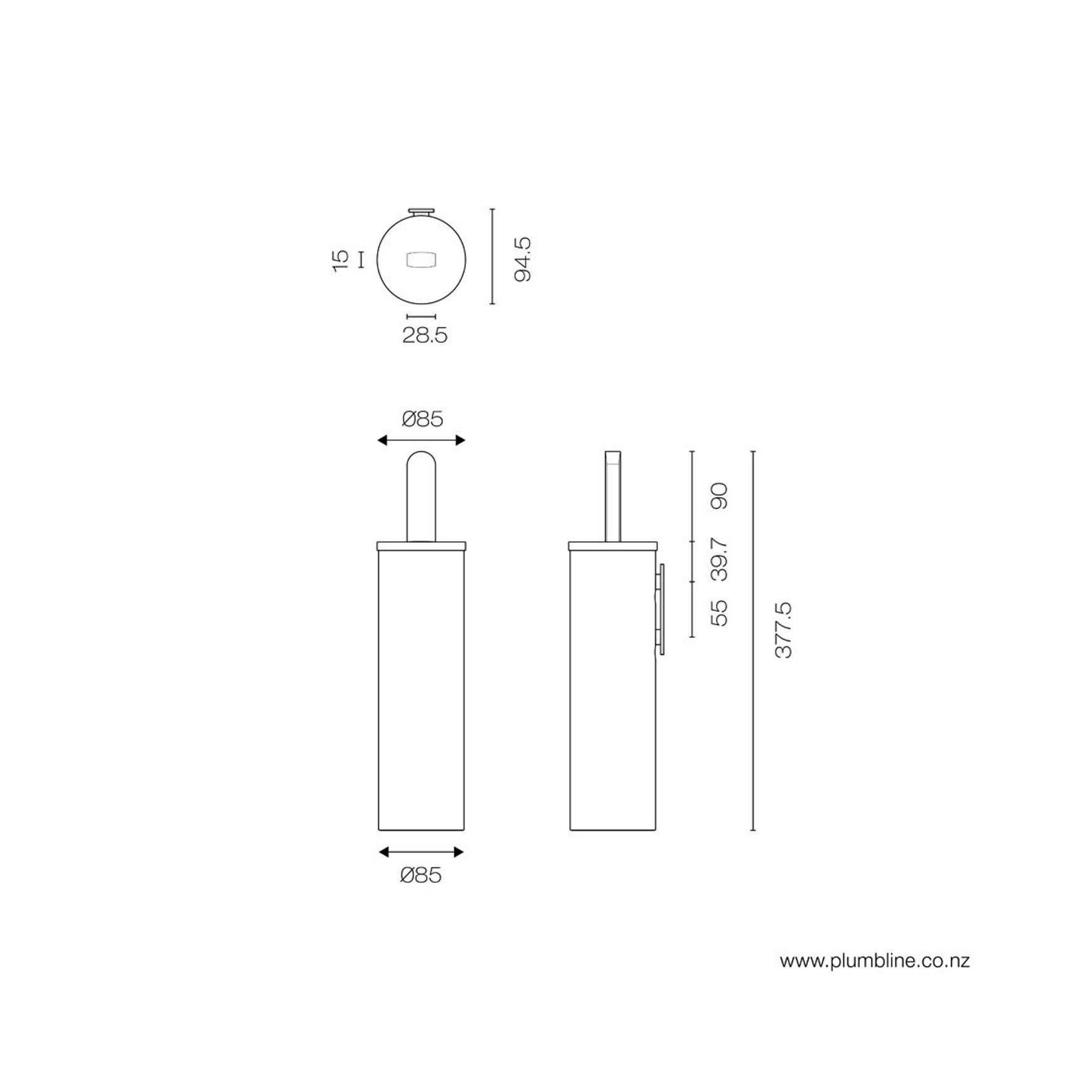 Minimo Toilet Brush & Holder dimensions