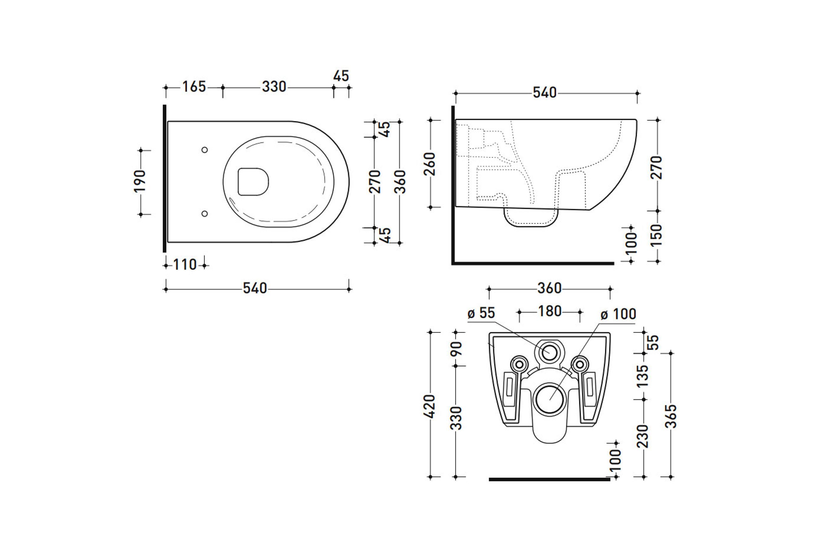 App Go Silent Wall Hung Pan dimensions
