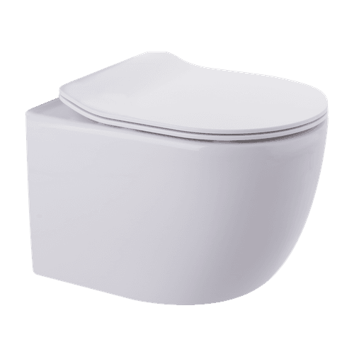 Luci Wall Hung Pan Slim Seat Rimless Gloss White