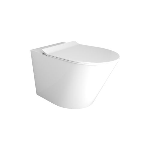 Vivo Floor Mounted Pan Slim Seat Rimless Gloss White