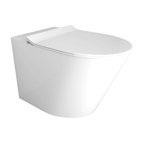 Vivo Floor Mounted Pan Slim Seat Rimless Gloss White