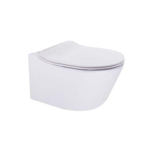 Vivo Wall Hung Pan Slim Seat Rimless Gloss White