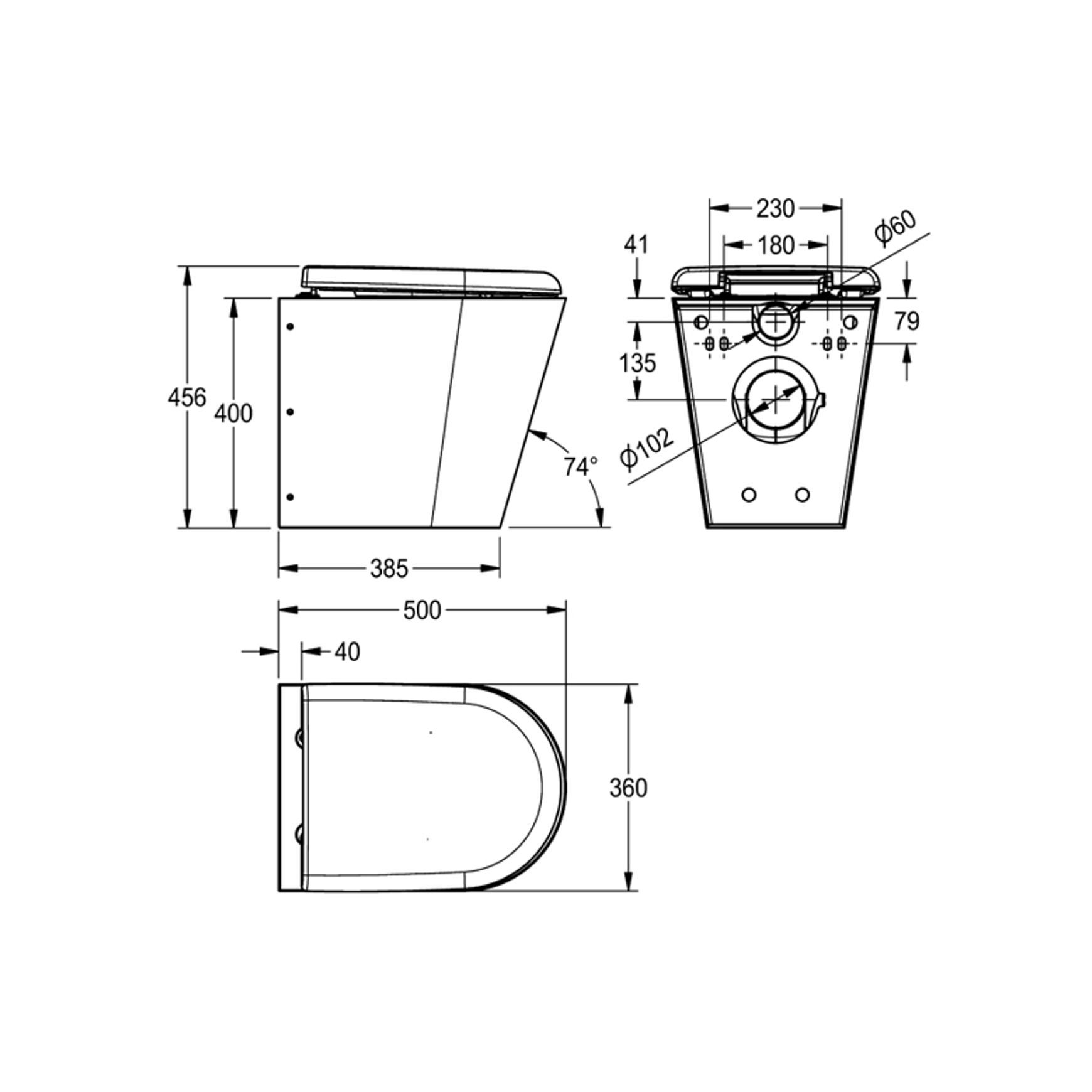 KWC Franke Floor Mounted Toilet Pan With Seat dimensions