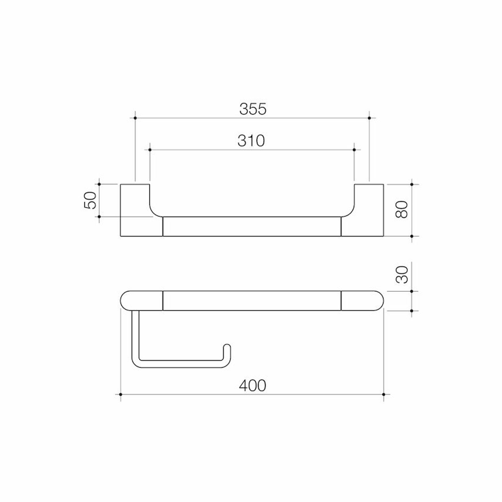 Urbane II Universal Rail 400mm + Toilet Roll Holder Set