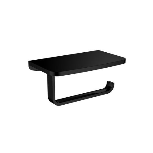 Carbon Toilet Roll Holder with Shelf Satin Black