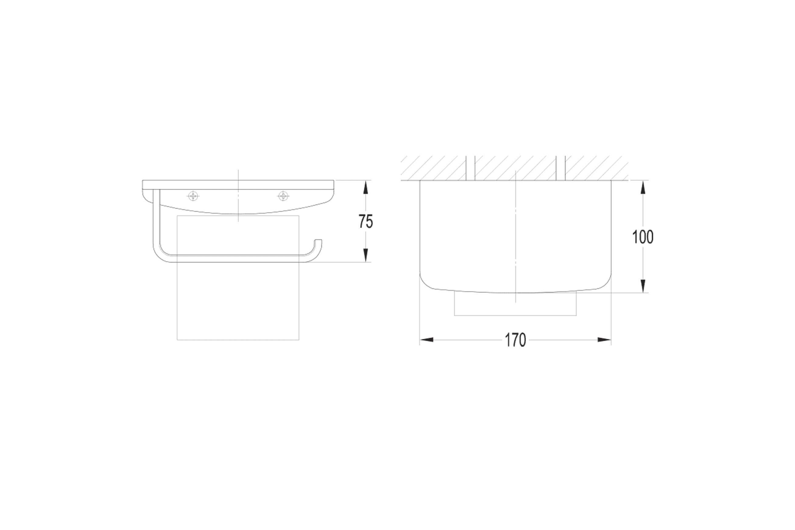 Cubic Toilet Roll Holder with Shelf Brushed Nickel dimensions