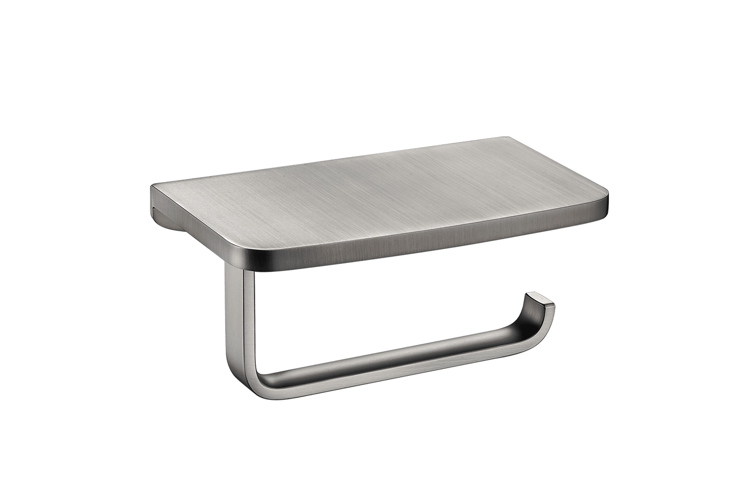 Cubic Toilet Roll Holder with Shelf Brushed Nickel