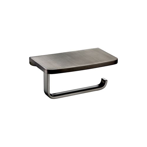 Cubic Toilet Roll Holder with Shelf Gun Metal