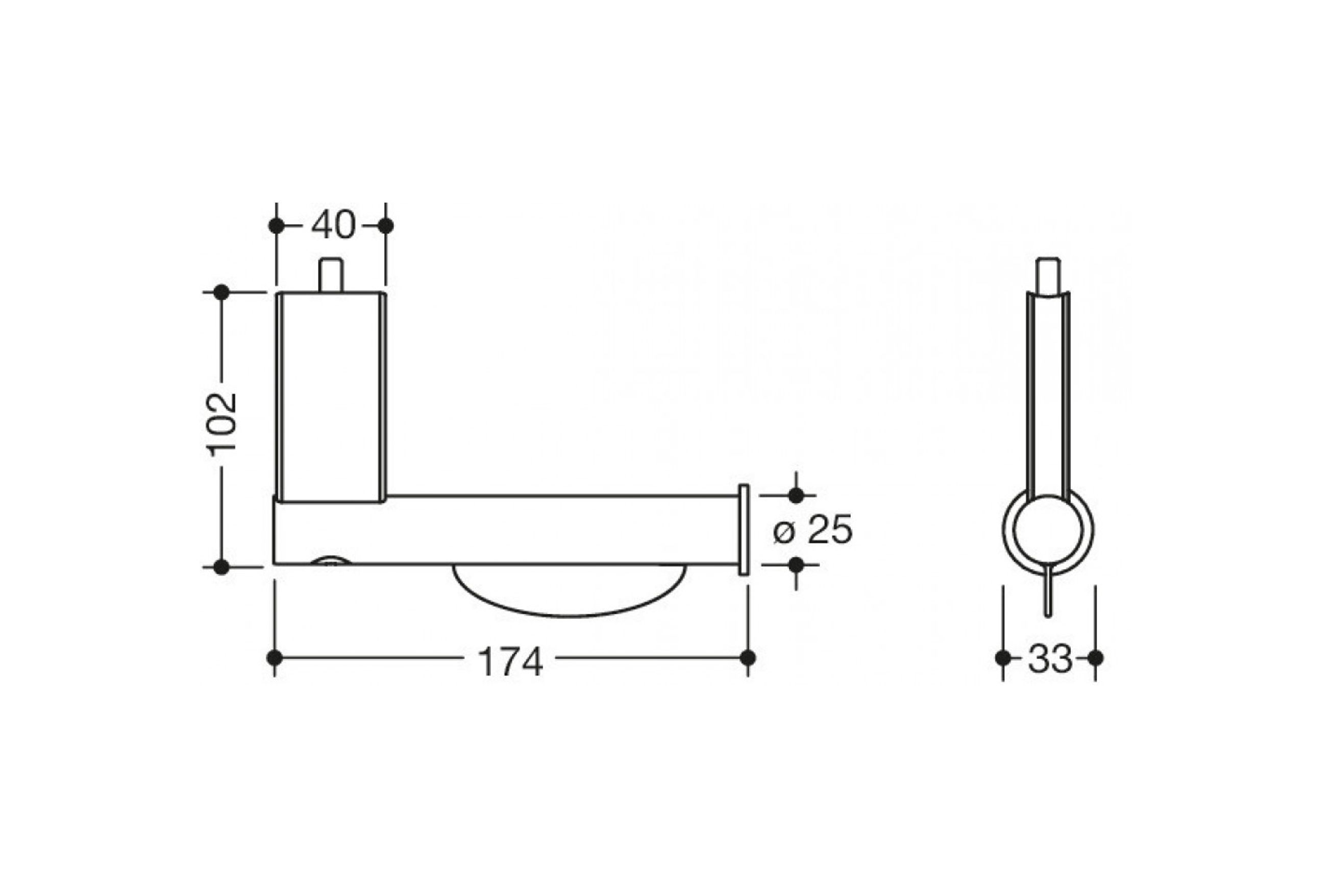 HEWI Upgrade Kit Toilet Roll Holder dimensions