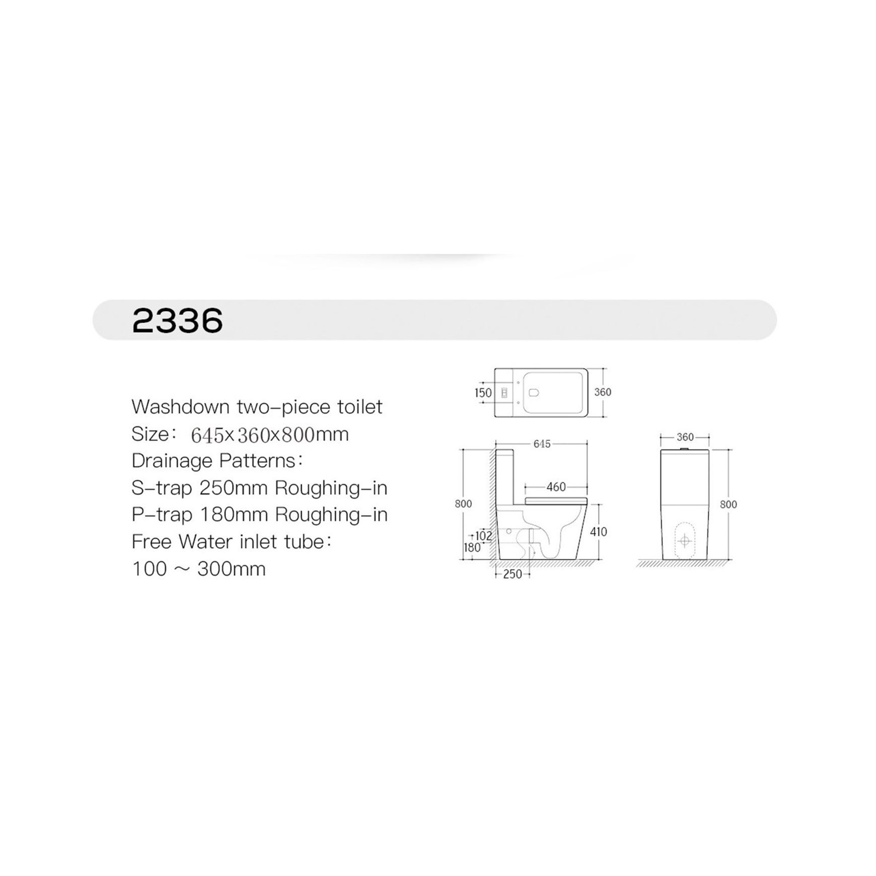 Unika Napoli Square 2 PC Gloss Toilet dimensions
