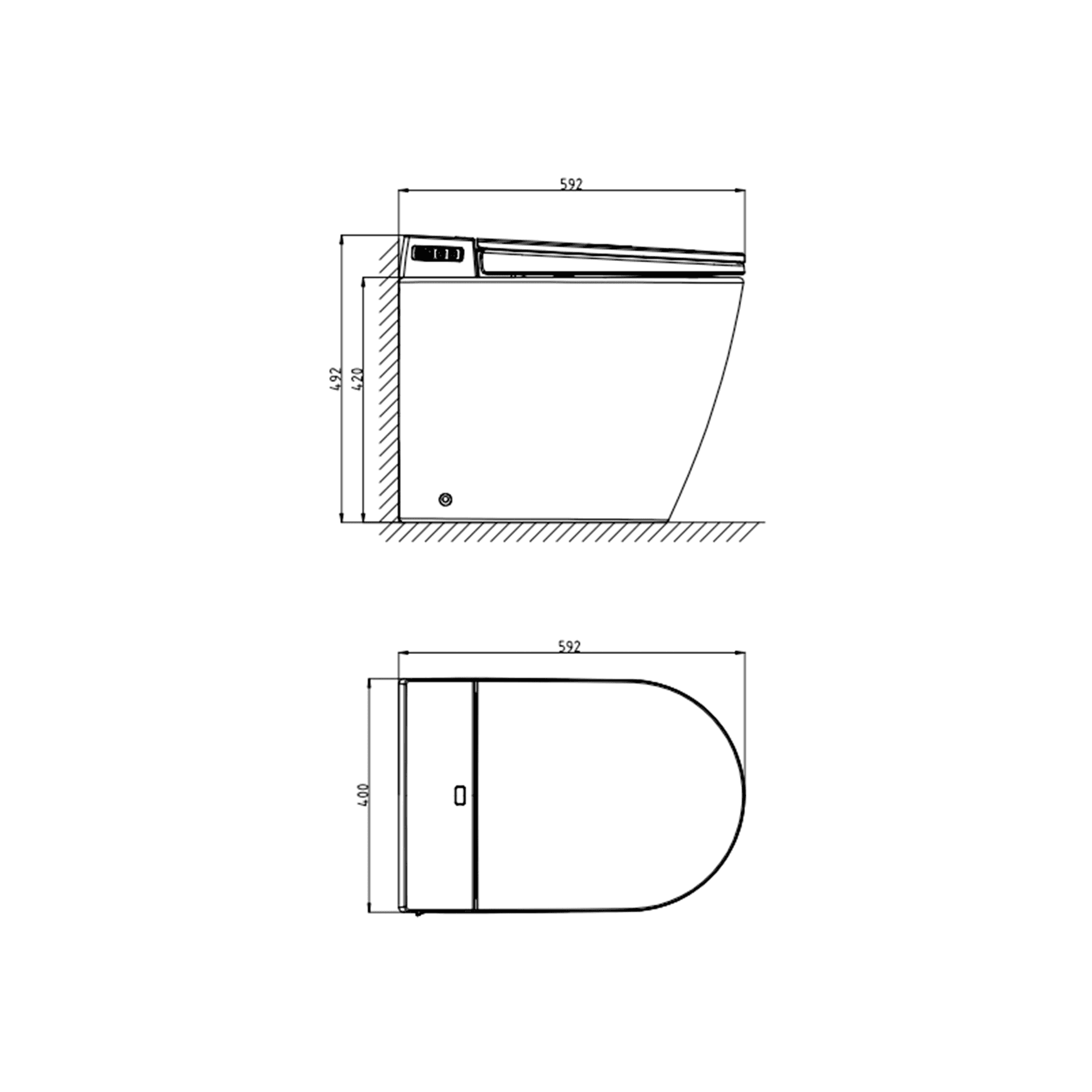 Crawford Smart Toilet dimensions