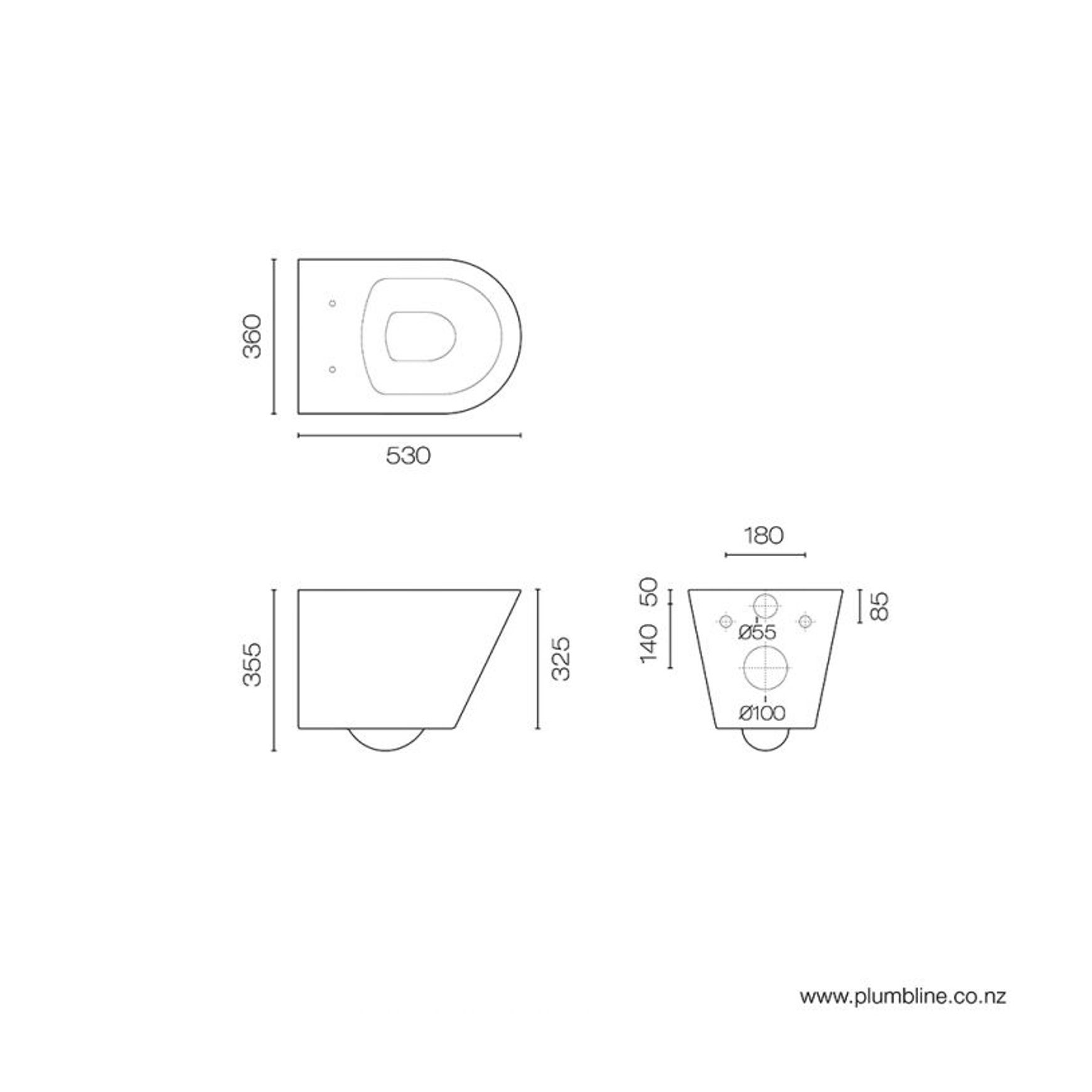 Evo Wall Hung Toilet Standard Seat dimensions