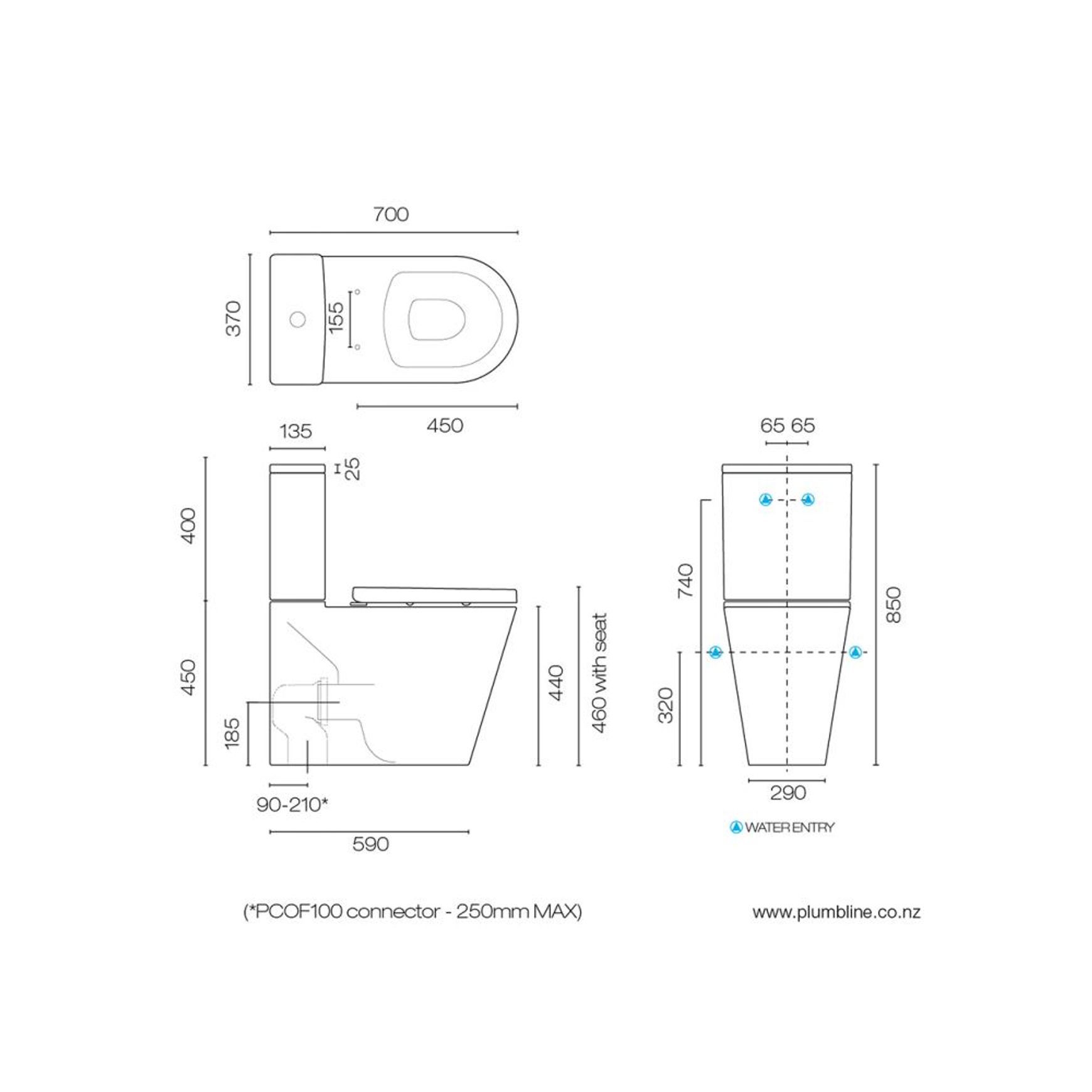 Evo 70 Accessible Back To Wall Toilet Suite dimensions